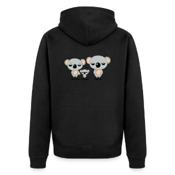Koala-Familie Mimimi - Unisex Premium Bio Zip Hoodie - Schwarz - Hinten - Nico (187cm)