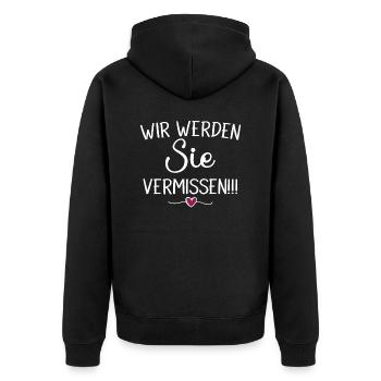Wir Werden Sie vermissen Abschied Erzieher Lehrer - Unisex Premium Bio Zip Hoodie - Schwarz - Hinten - Nico (187cm)