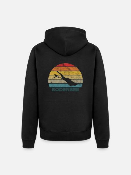Bodensee Retro Sunset Vintage Urlaub Sommer - Unisex Premium Bio Zip Hoodie - Schwarz