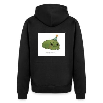 sad party frog - Unisex Premium Bio Zip Hoodie - Schwarz - Hinten - Nico (187cm)