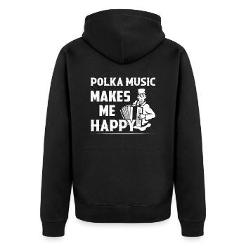 Polka Music Makes Me Happy Music Accordion - Unisex Premium Bio Zip Hoodie - Schwarz - Hinten - Nico (187cm)