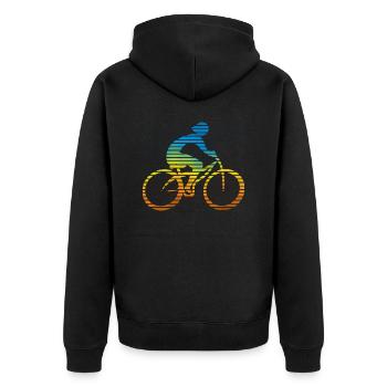 Radfahrer - Unisex Premium Bio Zip Hoodie - Schwarz - Hinten - Nico (187cm)