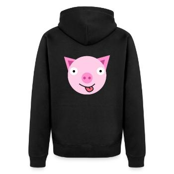 piggy - Unisex Premium Bio Zip Hoodie - Schwarz - Hinten - Nico (187cm)