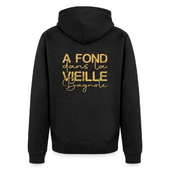 Vieille bagnole cadeau mecanicien tshirt mecanique - Veste à capuche bio Premium Unisexe - noir - Dos - Nico (187cm)