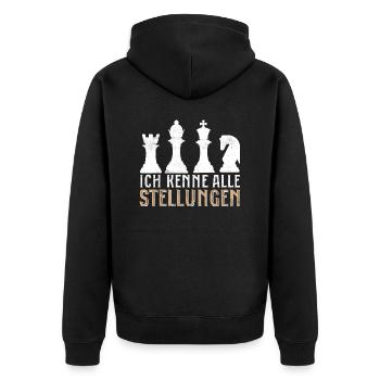 Ich kenne alle Stellungen Schach König Schachspiel - Unisex Premium Bio Zip Hoodie - Schwarz - Hinten - Nico (187cm)