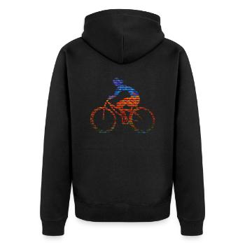 Radfahrer - Unisex Premium Bio Zip Hoodie - Schwarz - Hinten - Nico (187cm)