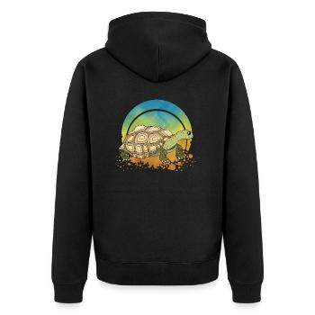 Schildkröte - Unisex Premium Bio Zip Hoodie - Schwarz - Hinten - Nico (187cm)
