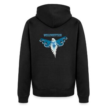 Wellensittich - Unisex Premium Bio Zip Hoodie - Schwarz - Hinten - Nico (187cm)