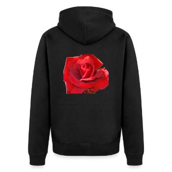 rote rose - Unisex Premium Bio Zip Hoodie - Schwarz - Hinten - Nico (187cm)