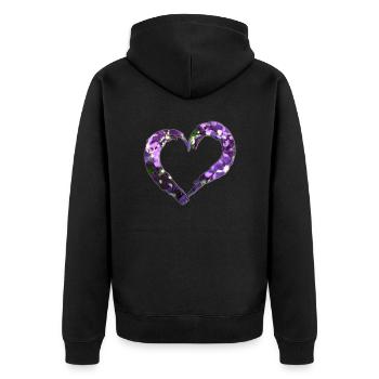 Heart - Unisex Premium Organic Zip Hoodie - black - Back - Nico (187cm)