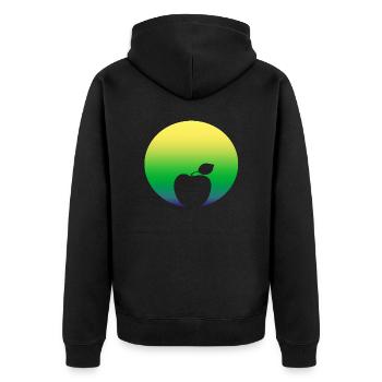 Apfel in gruen - Unisex Premium Bio Zip Hoodie - Schwarz - Hinten - Nico (187cm)