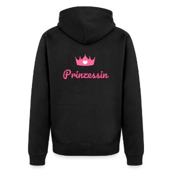 Prinzessin - Unisex Premium Bio Zip Hoodie - Schwarz - Hinten - Nico (187cm)