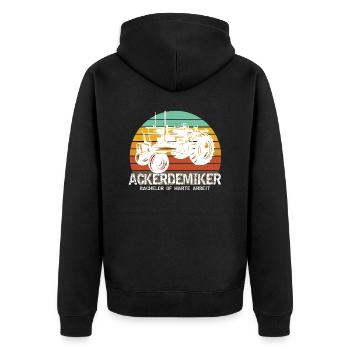 Bauer Geschenk Traktor Bachelor of harte Arbeit - Unisex Premium Bio Zip Hoodie - Schwarz - Hinten - Nico (187cm)