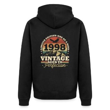 Né en 1998 Vintage Birth Retro - Veste à capuche bio Premium Unisexe - noir - Dos - Nico (187cm)