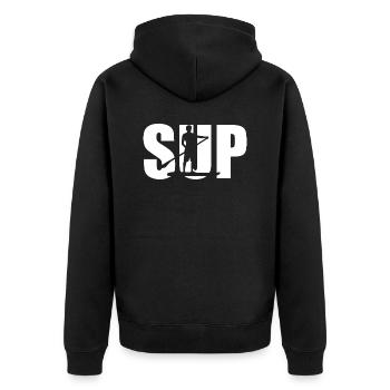 Skateboard SUP Surfing - Unisex Premium Organic Zip Hoodie - black - Back - Nico (187cm)