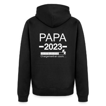 Homme Papa 2023 - Papa En Cours Annonce Grossesse - Veste à capuche bio Premium Unisexe - noir - Dos - Nico (187cm)