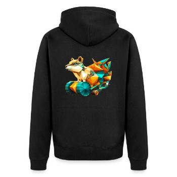 3D Bausatz Streifenhörnchen mit Rädern als Polygon - Unisex Premium Bio Zip Hoodie - Schwarz - Hinten - Nico (187cm)