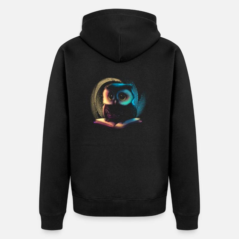 niedliche Tiereule - Unisex Premium Bio Zip Hoodie - Schwarz