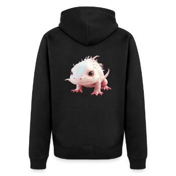 Small Baby Axolotl for Animal Lovers - Unisex Premium Organic Zip Hoodie - black - Back - Nico (187cm)