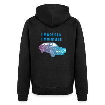 i'm not old i'm vintage - Unisex Premium Organic Zip Hoodie - black - Back - Nico (187cm)