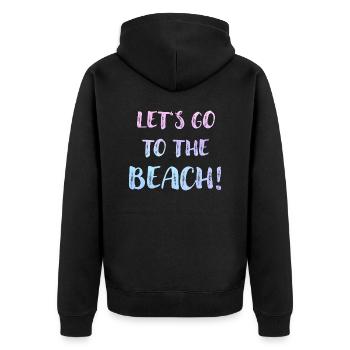 lets go to the beach pastell blau violett - Unisex Premium Bio Zip Hoodie - Schwarz - Hinten - Nico (187cm)