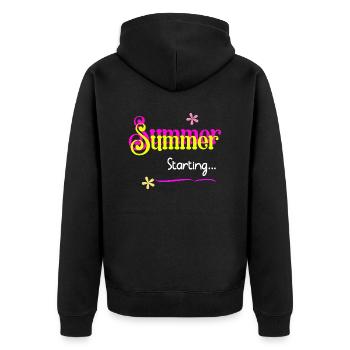 Sommerstart - Summer Vibes - Unisex Premium Bio Zip Hoodie - Schwarz - Hinten - Nico (187cm)