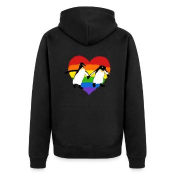 Schwule Pinguine - Unisex Premium Bio Zip Hoodie - Schwarz - Hinten - Nico (187cm)