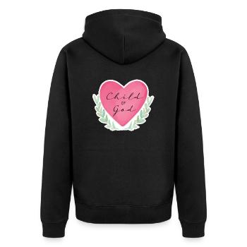 Child of God - Unisex Premium Bio Zip Hoodie - Schwarz - Hinten - Nico (187cm)