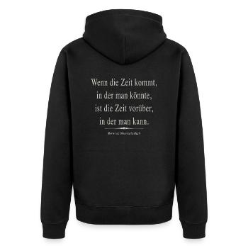 Die Zeit - Unisex Premium Bio Zip Hoodie - Schwarz - Hinten - Nico (187cm)