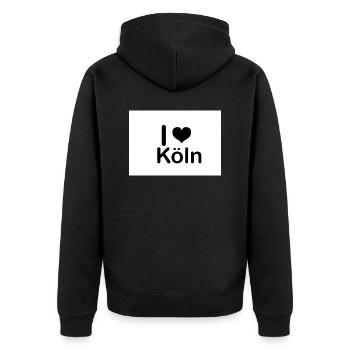 IMG 0376 - Unisex Premium Bio Zip Hoodie - Schwarz - Hinten - Nico (187cm)