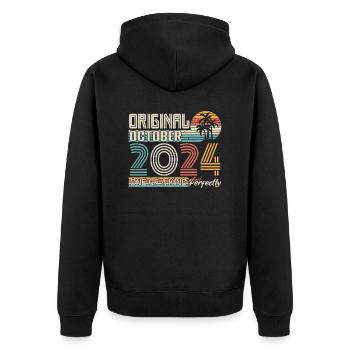 Oktober 2024 Geburtstag Oktober 2024 Geschenk 2024 - Unisex Premium Bio Zip Hoodie - Schwarz - Hinten - Nico (187cm)