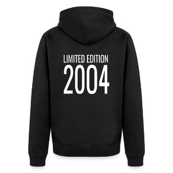 20. Geburtstag Geschenkidee 2004 - Unisex Premium Bio Zip Hoodie - Schwarz - Hinten - Nico (187cm)