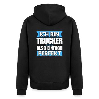 Einfach ein Perfekter Einfach ein Perfekter - Unisex Premium Bio Zip Hoodie - Schwarz - Hinten - Nico (187cm)