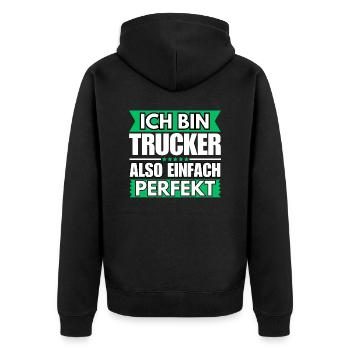 Einfach ein Perfekter Einfach ein Perfekter - Unisex Premium Bio Zip Hoodie - Schwarz - Hinten - Nico (187cm)