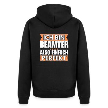 Einfach ein Perfekter Beamter - Unisex Premium Bio Zip Hoodie - Schwarz - Hinten - Nico (187cm)