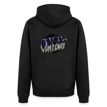 Adorable Beagle Funny Dino Bike Moon Dogwalking - Unisex Premium Organic Zip Hoodie - black - Back - Nico (187cm)