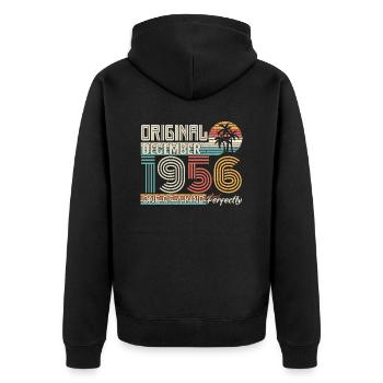 Dezember 1956 Geburtstag Dezember 1956 Geschenk - Unisex Premium Bio Zip Hoodie - Schwarz - Hinten - Nico (187cm)