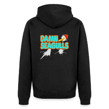 Damn Seagulls Funny Sailor Captain Saying - Unisex Premium Organic Zip Hoodie - black - Back - Nico (187cm)