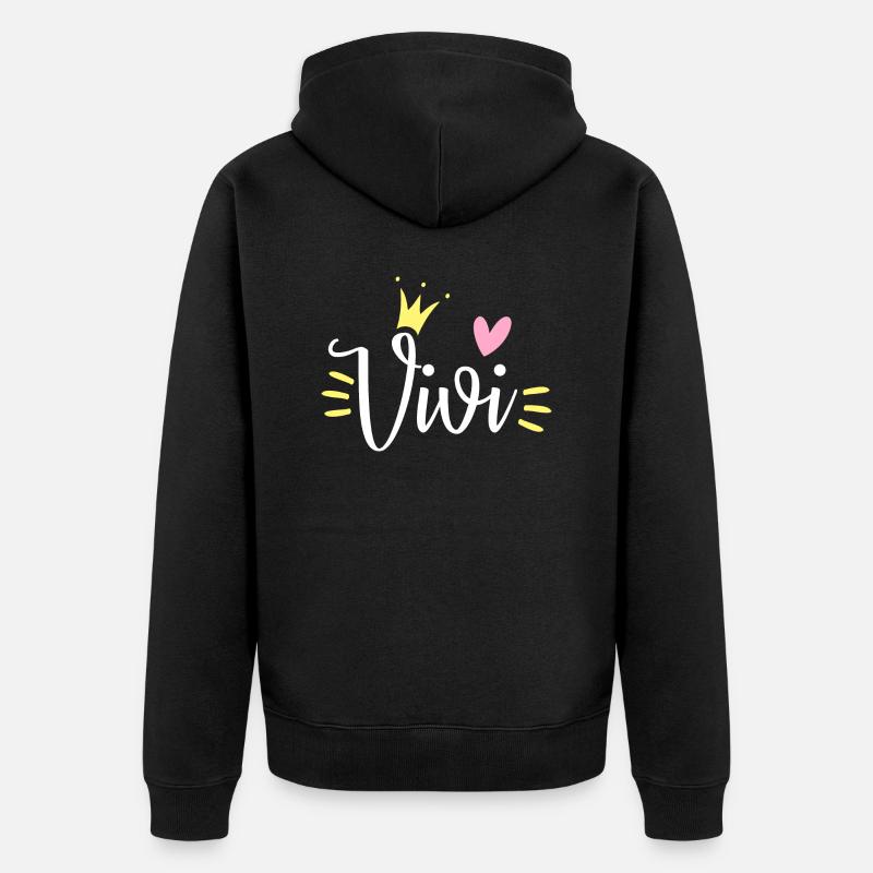 Vivi Name Krone - Unisex Premium Bio Zip Hoodie - Schwarz