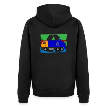 Müllwagen Liebe Müllabfuhr Kind Junge I Geschenk - Unisex Premium Bio Zip Hoodie - Schwarz - Hinten - Nico (187cm)