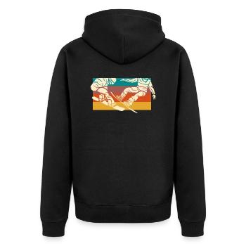 Vintage Snowboard - Retro Snowboard Geschenkidee - Unisex Premium Bio Zip Hoodie - Schwarz - Hinten - Nico (187cm)