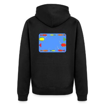 Fische im Rahmen - Unisex Premium Bio Zip Hoodie - Schwarz - Hinten - Nico (187cm)