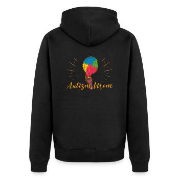 Autism Mom Luftballon Autist Puzzleteil - Unisex Premium Bio Zip Hoodie - Schwarz - Hinten - Nico (187cm)