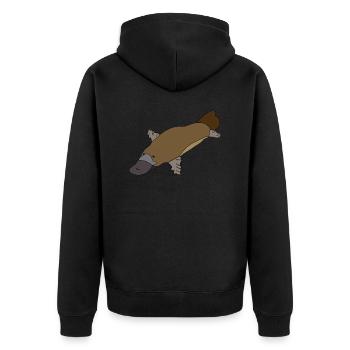 Schnabeltier - Unisex Premium Bio Zip Hoodie - Schwarz - Hinten - Nico (187cm)