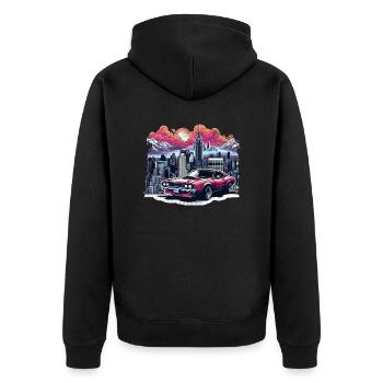Amerikanischer Oldtimer und Sportwagen - Unisex Premium Bio Zip Hoodie - Schwarz - Hinten - Nico (187cm)