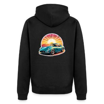 voiture vintage couché de soleil - Veste à capuche bio Premium Unisexe - noir - Dos - Nico (187cm)