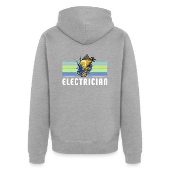 Electrician Electrician Lighting Technician Lamp - Unisex Premium Organic Zip Hoodie - heather grey - Back - Nico (187cm)