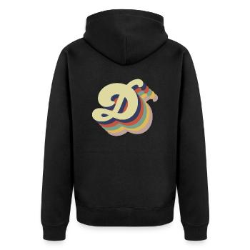 Retro-Brief - Unisex Premium Bio Zip Hoodie - Schwarz - Hinten - Nico (187cm)