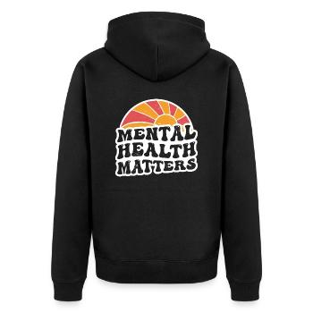 Sensibilisation à la santé mentale Vintage Sunset Mental - Veste à capuche bio Premium Unisexe - noir - Dos - Nico (187cm)