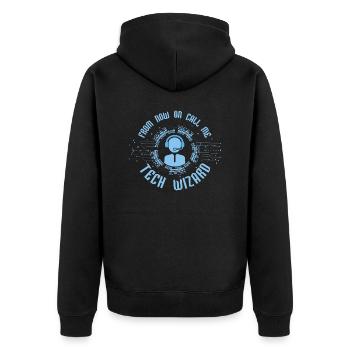 From Now On Call Me Tech Wizard Computer Tech Supp - Unisex Premium Organic Zip Hoodie - black - Back - Nico (187cm)